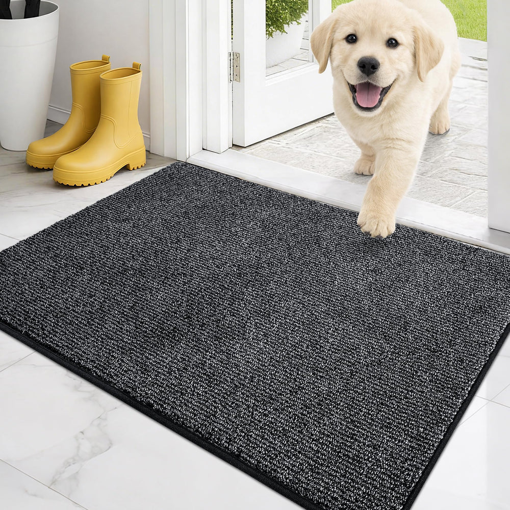 PURRUGS Dirt Trapping Indoor Door Mat front view in Heathered Charcoal