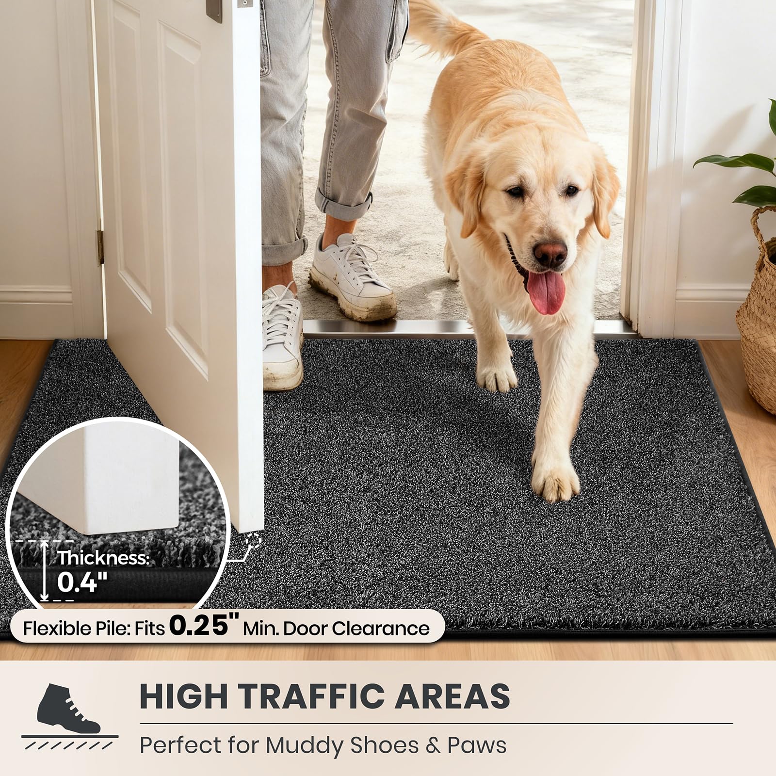 PURRUGS Dirt Trapping Indoor Door Mat in a bathroom setting
