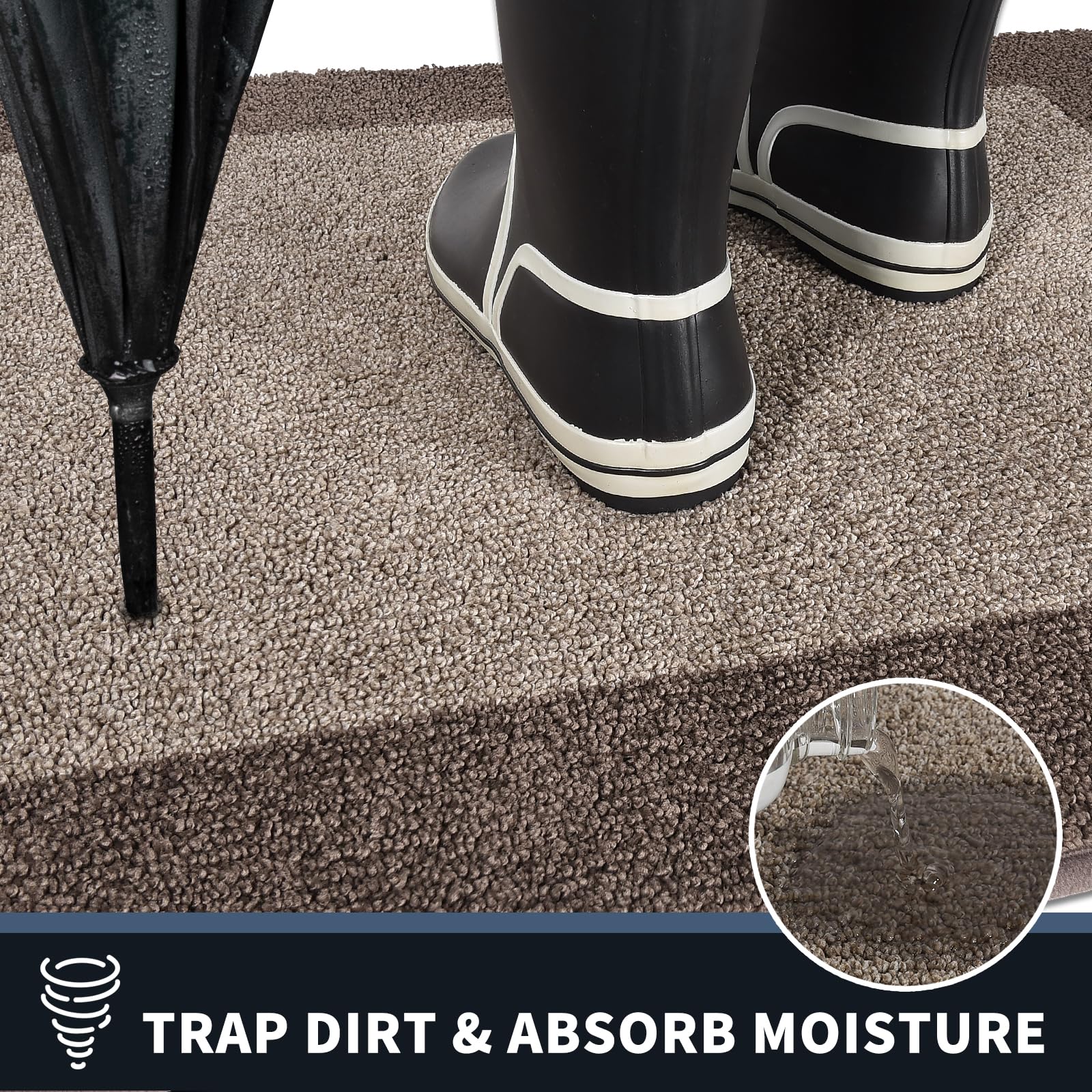 PURRUGS Dirt Trapping Indoor Door Mat showing non-slip backing
