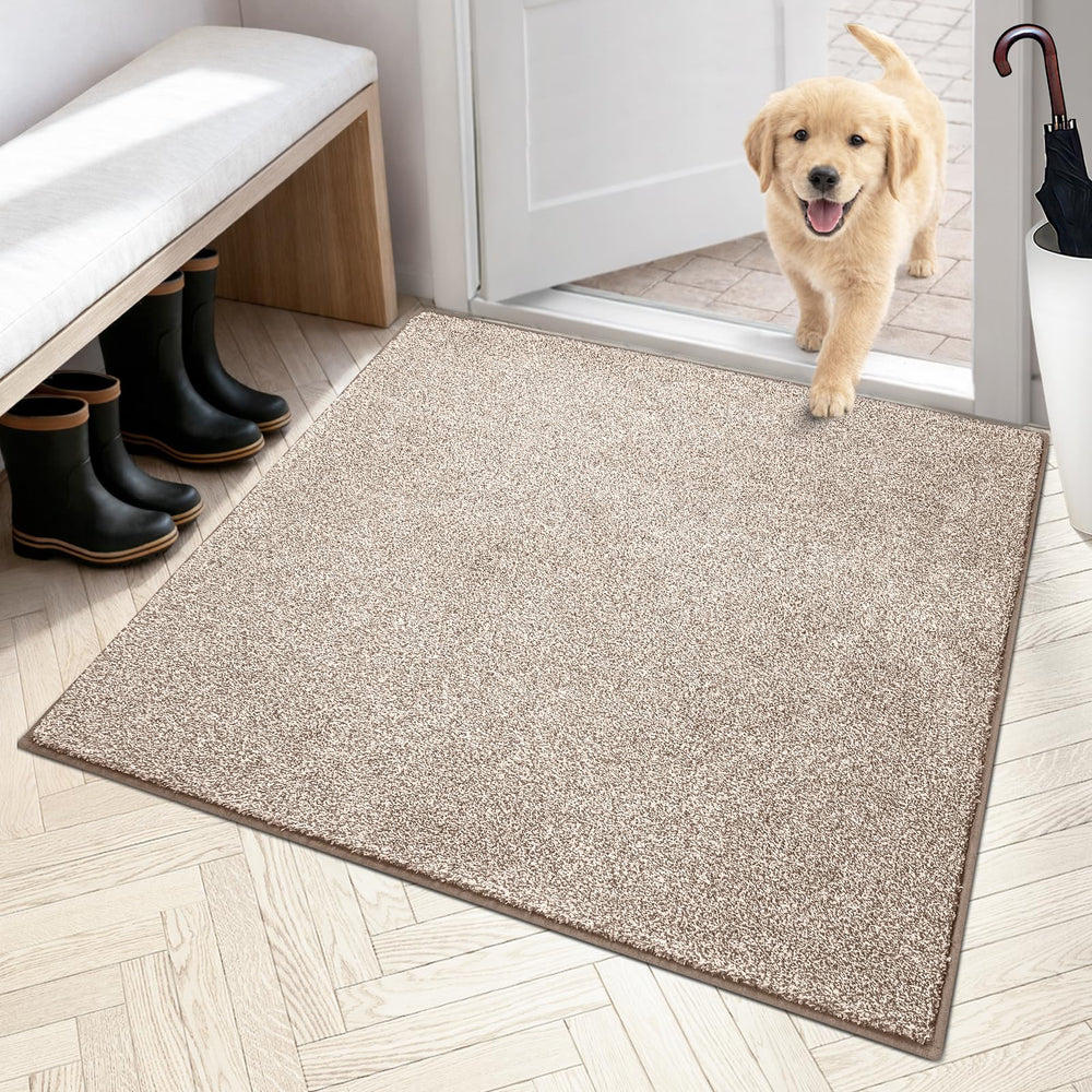PURRUGS Dirt Trapping Indoor Door Mat, Taupe, front view