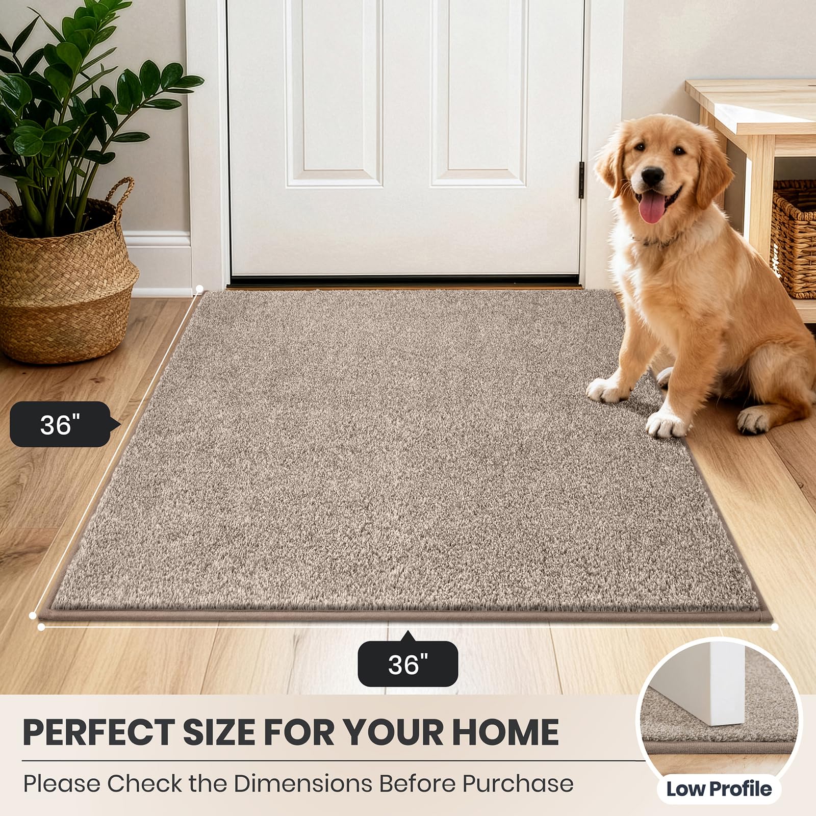 PURRUGS Dirt Trapping Indoor Door Mat, Taupe, in a kitchen setting