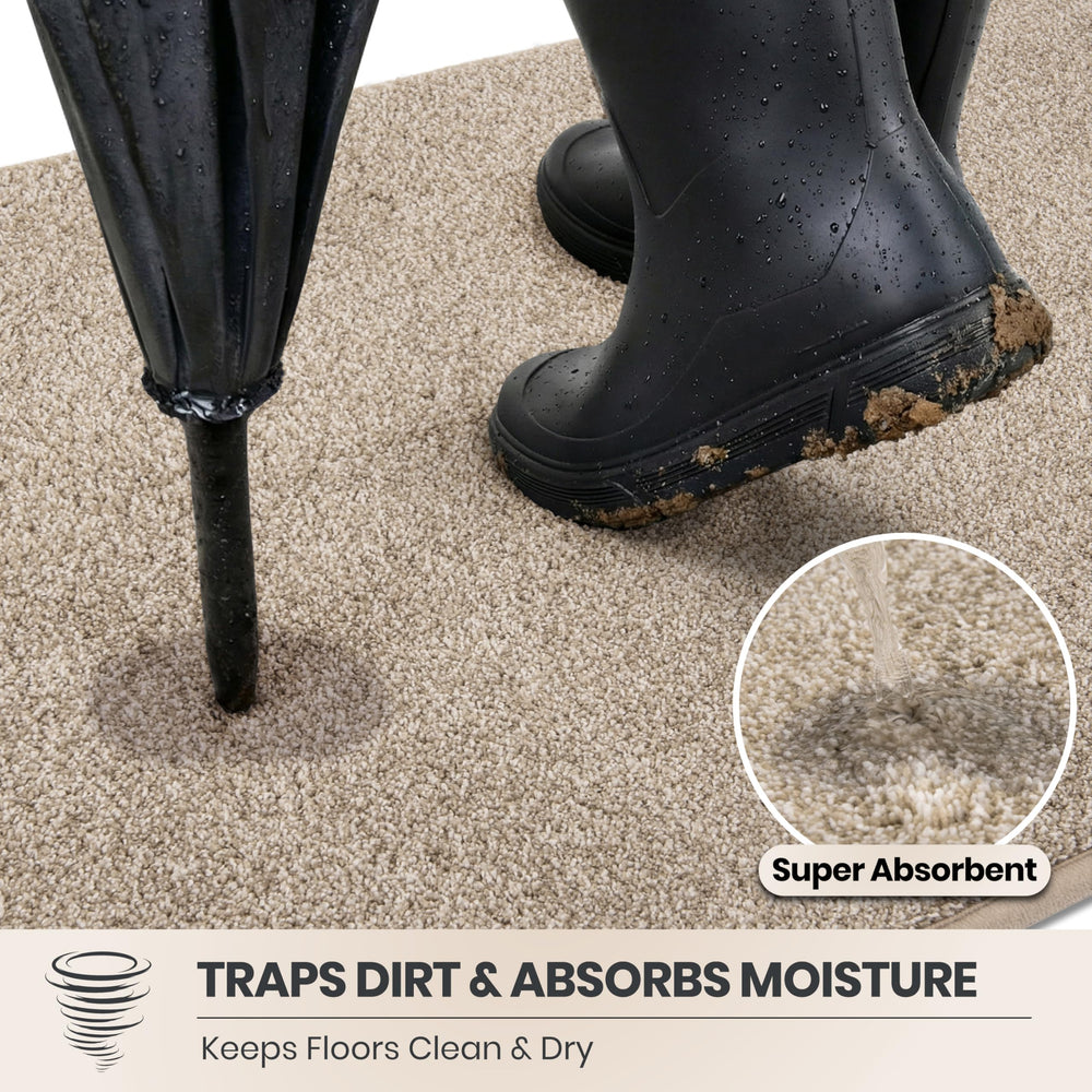 PURRUGS Dirt Trapping Indoor Door Mat, Taupe, side view