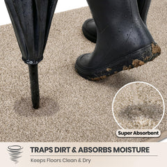 PURRUGS Dirt Trapping Indoor Door Mat, Taupe, side view