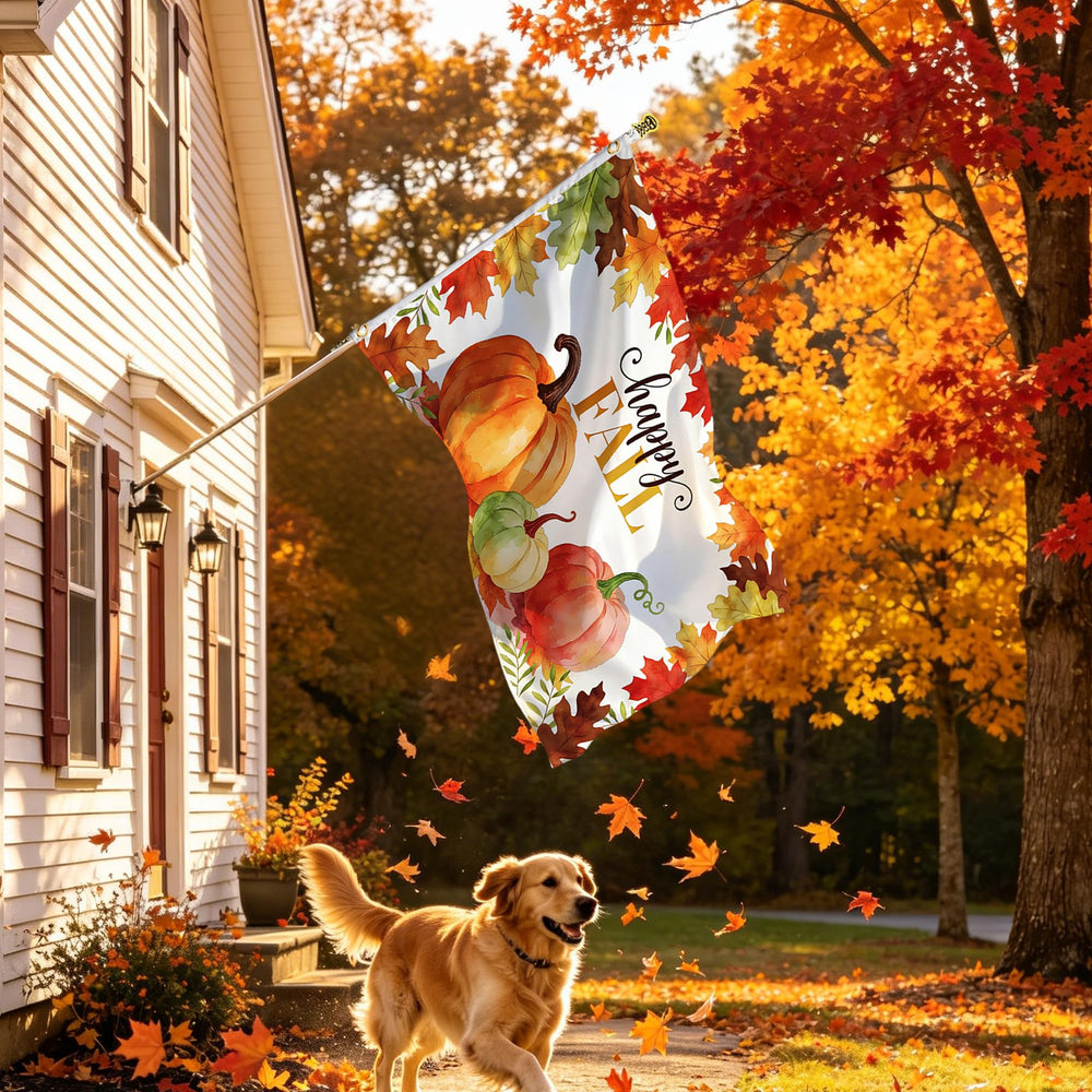 PURYOUNY Fall Flag hanging on a porch for autumn decorations