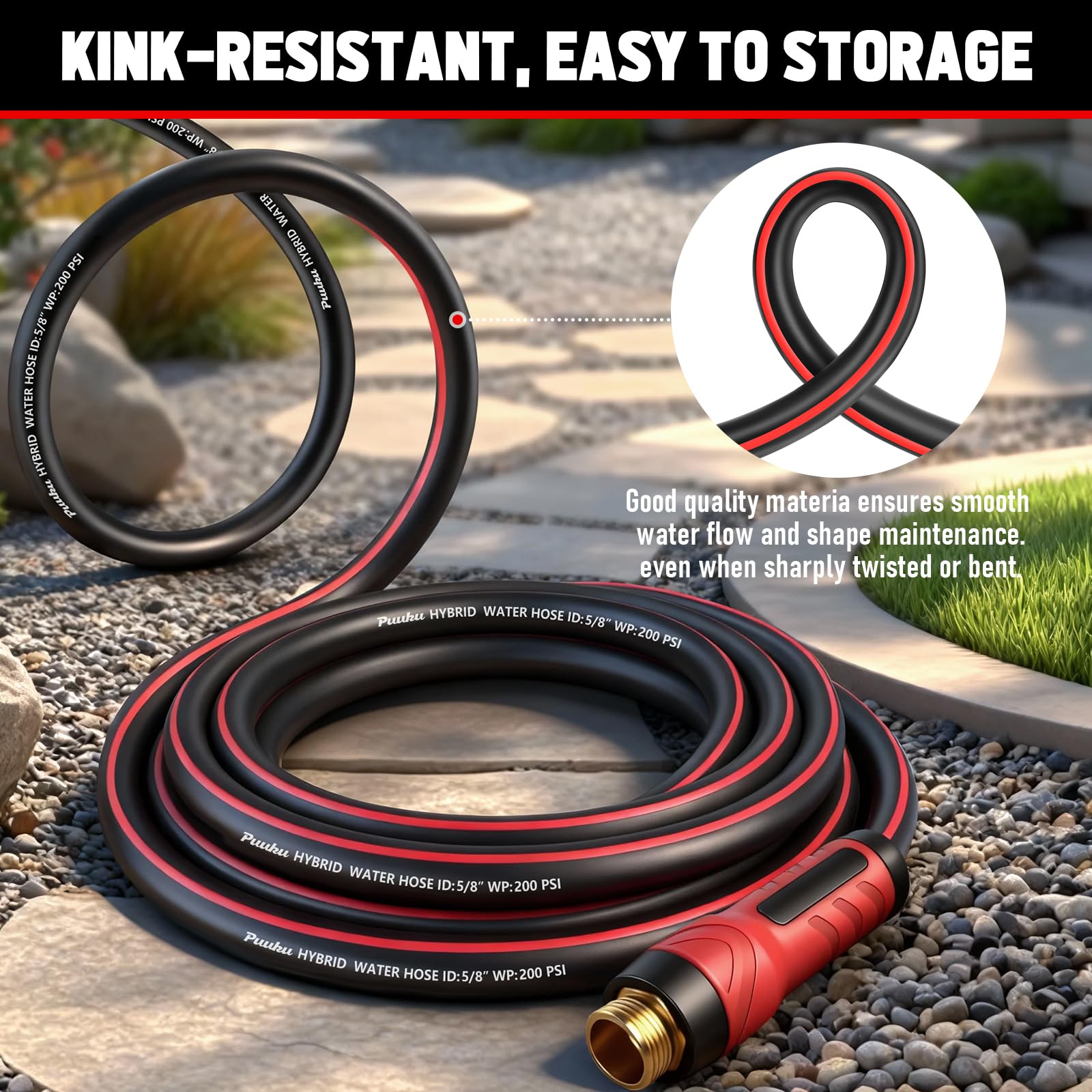 PUUKU 15ft garden hose coiled neatly