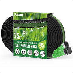 PUUKU 25ft flat soaker hose black model front view