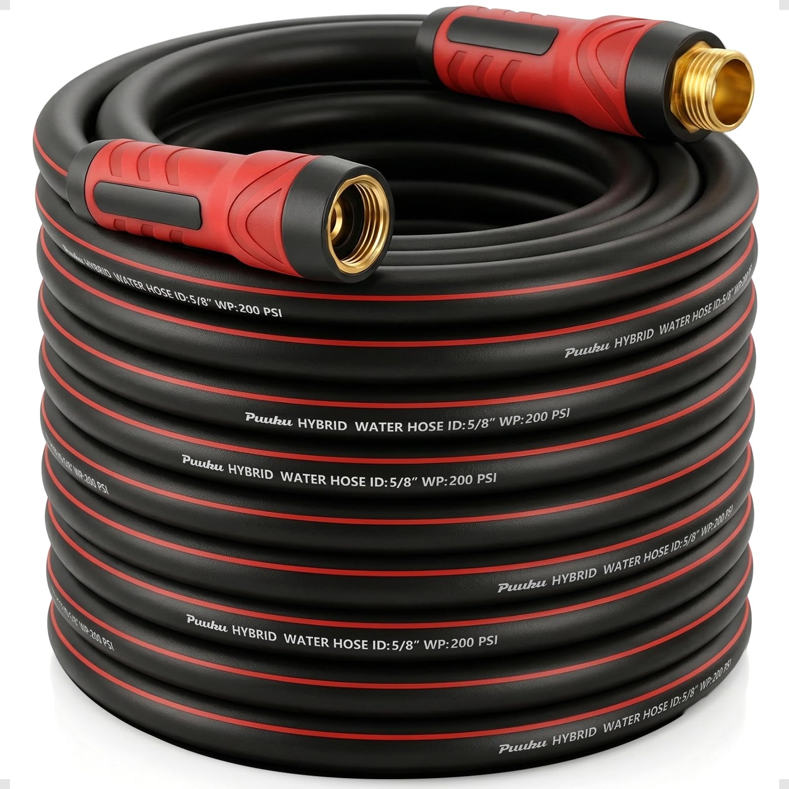 PUUKU 75ft garden hose red color front view