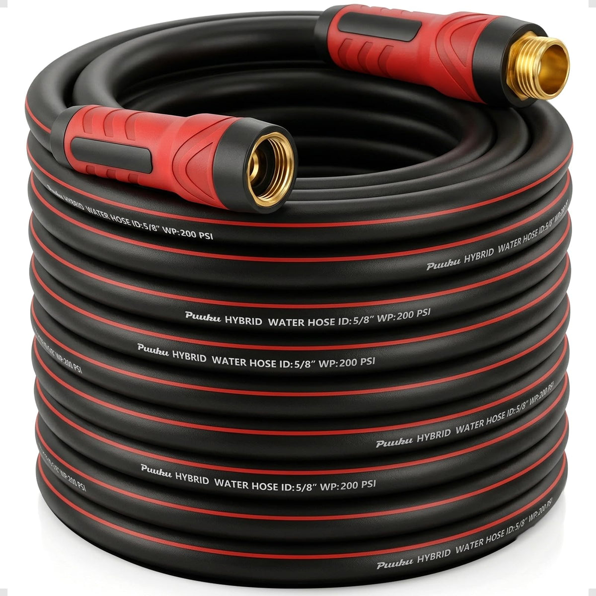PUUKU 75ft garden hose red color front view