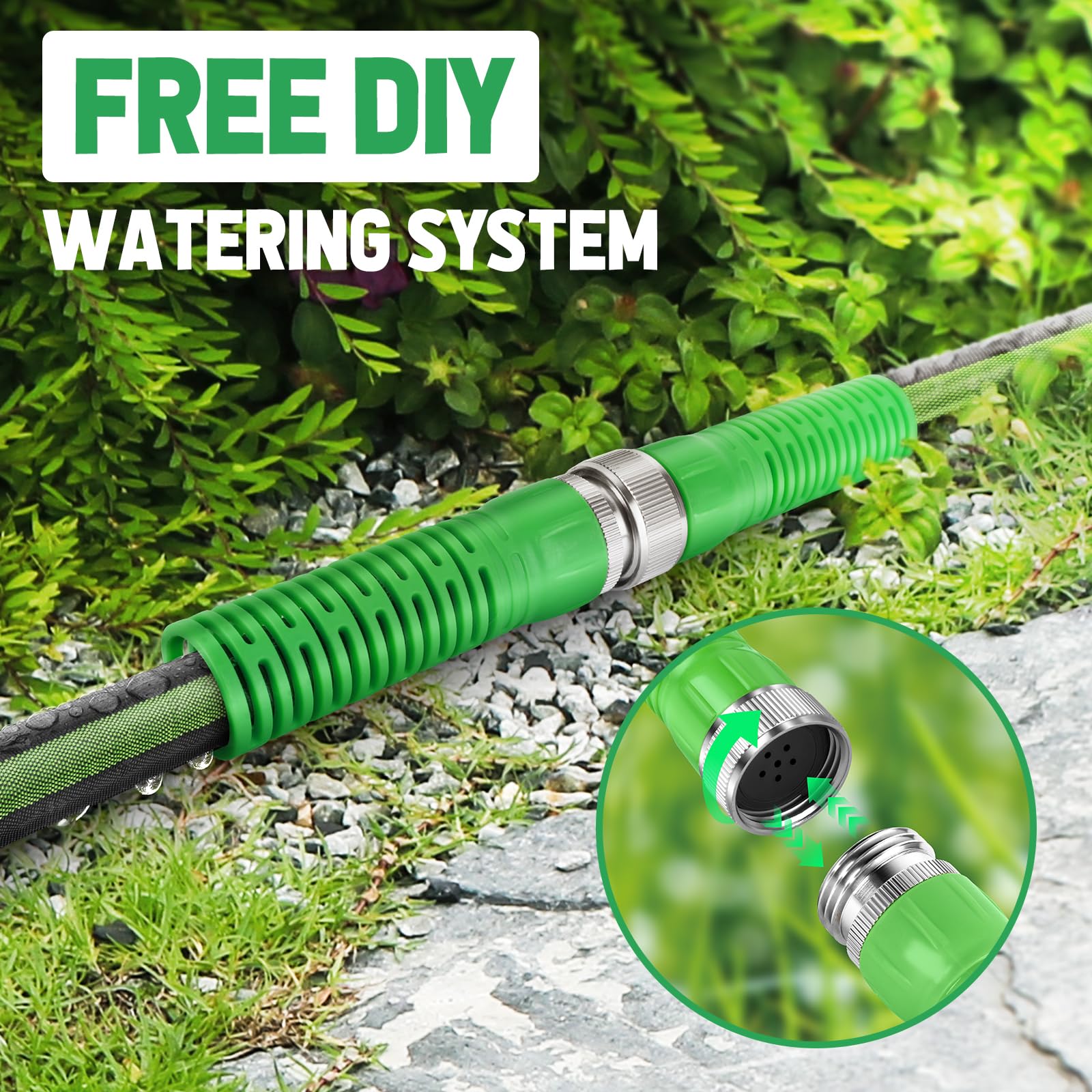 PUUKU Soaker Hose with rust-proof metal connectors