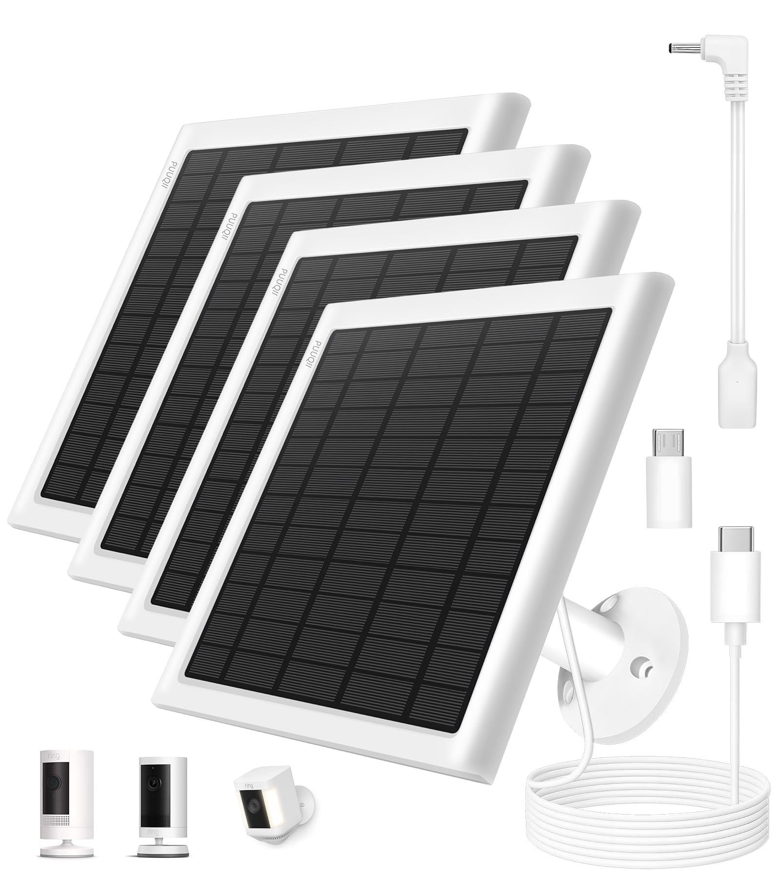 PUUQII Solar Panel Charger for Ring Cameras front view