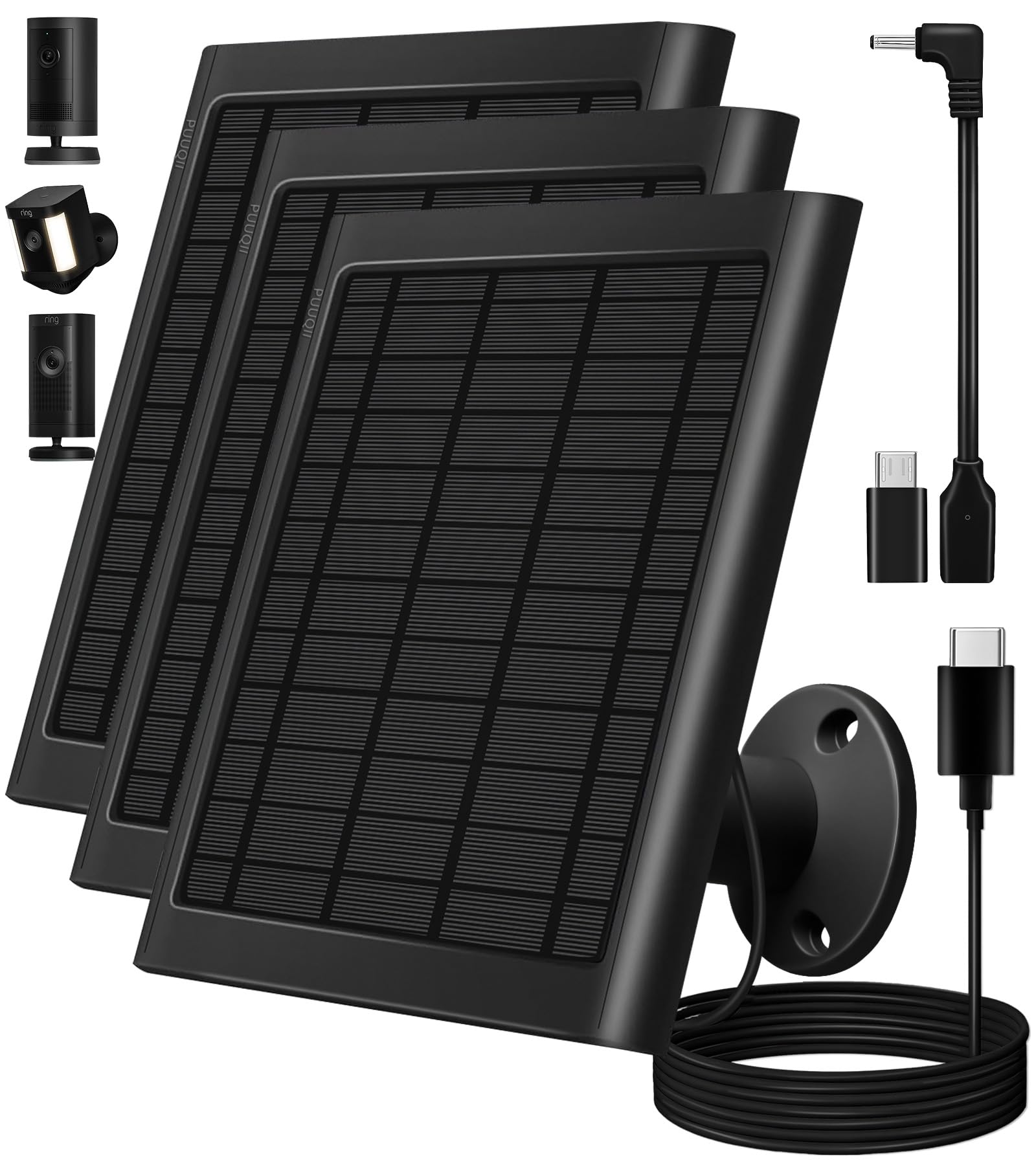 PUUQII solar panel charger front view in black