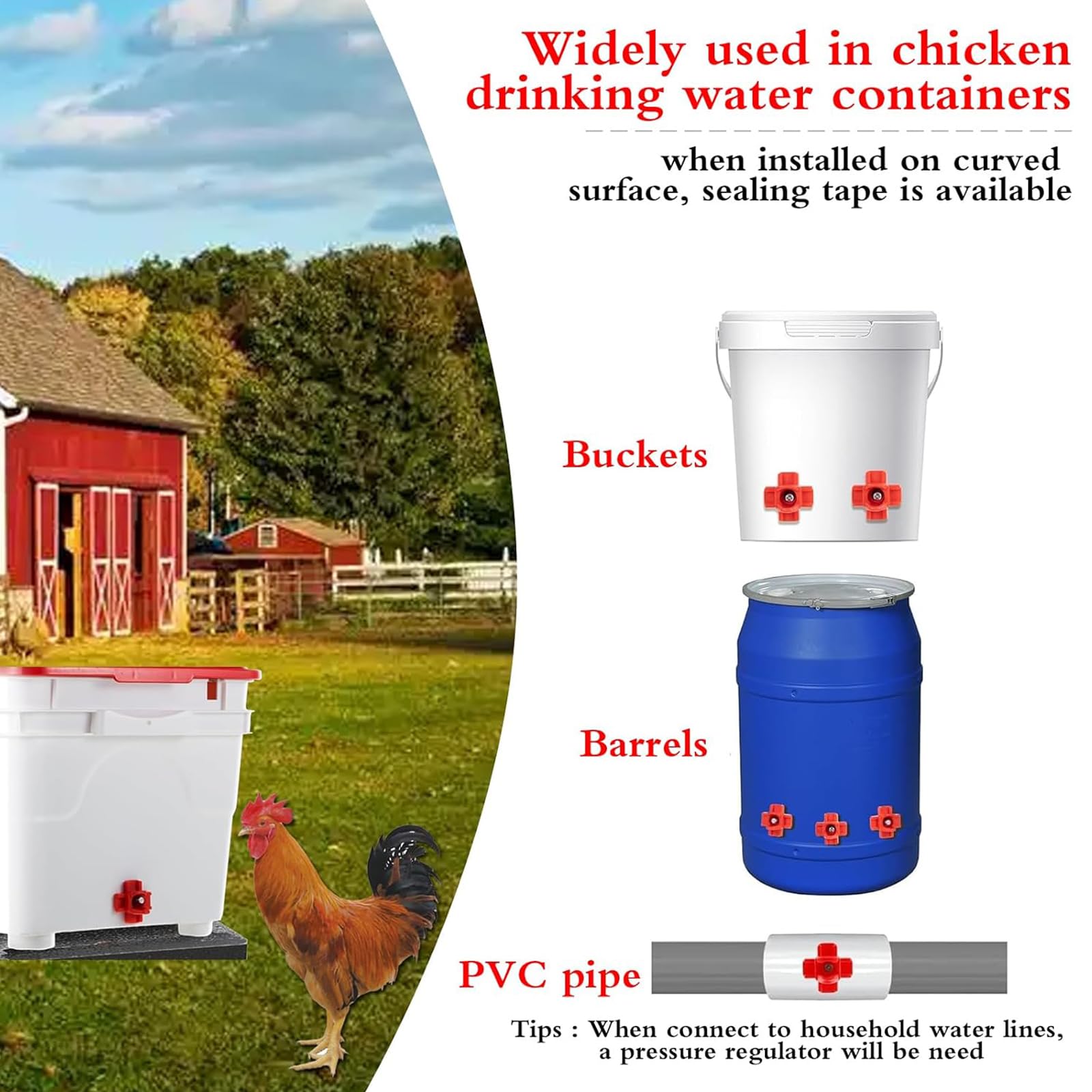 PVC tee fittings included in the chicken waterer kit