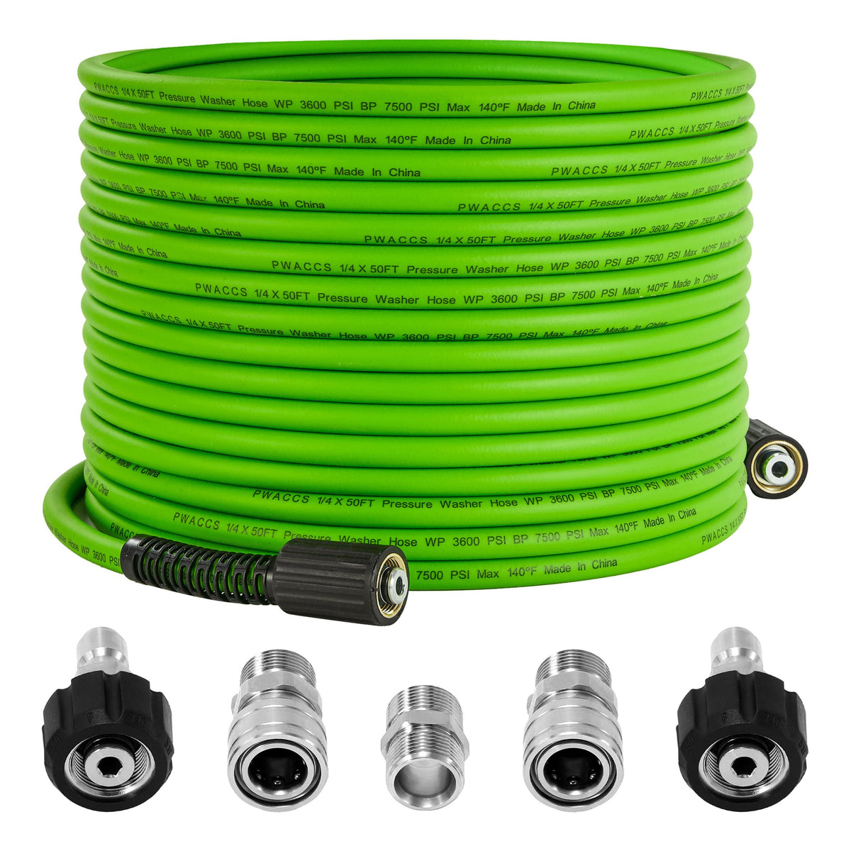 PWACCS 50 FT Pressure Washer Hose green model front view
