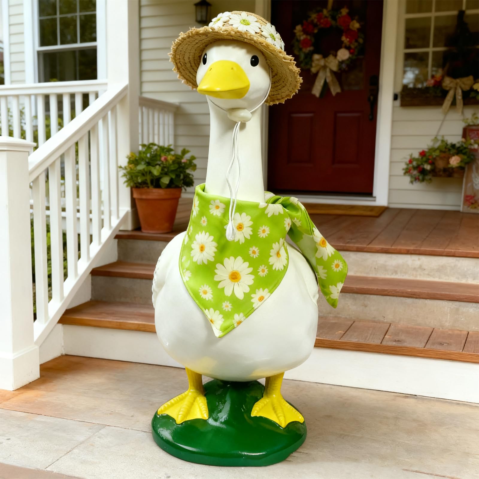 Pwefopessc Costume Set on a 23-inch lawn goose statue