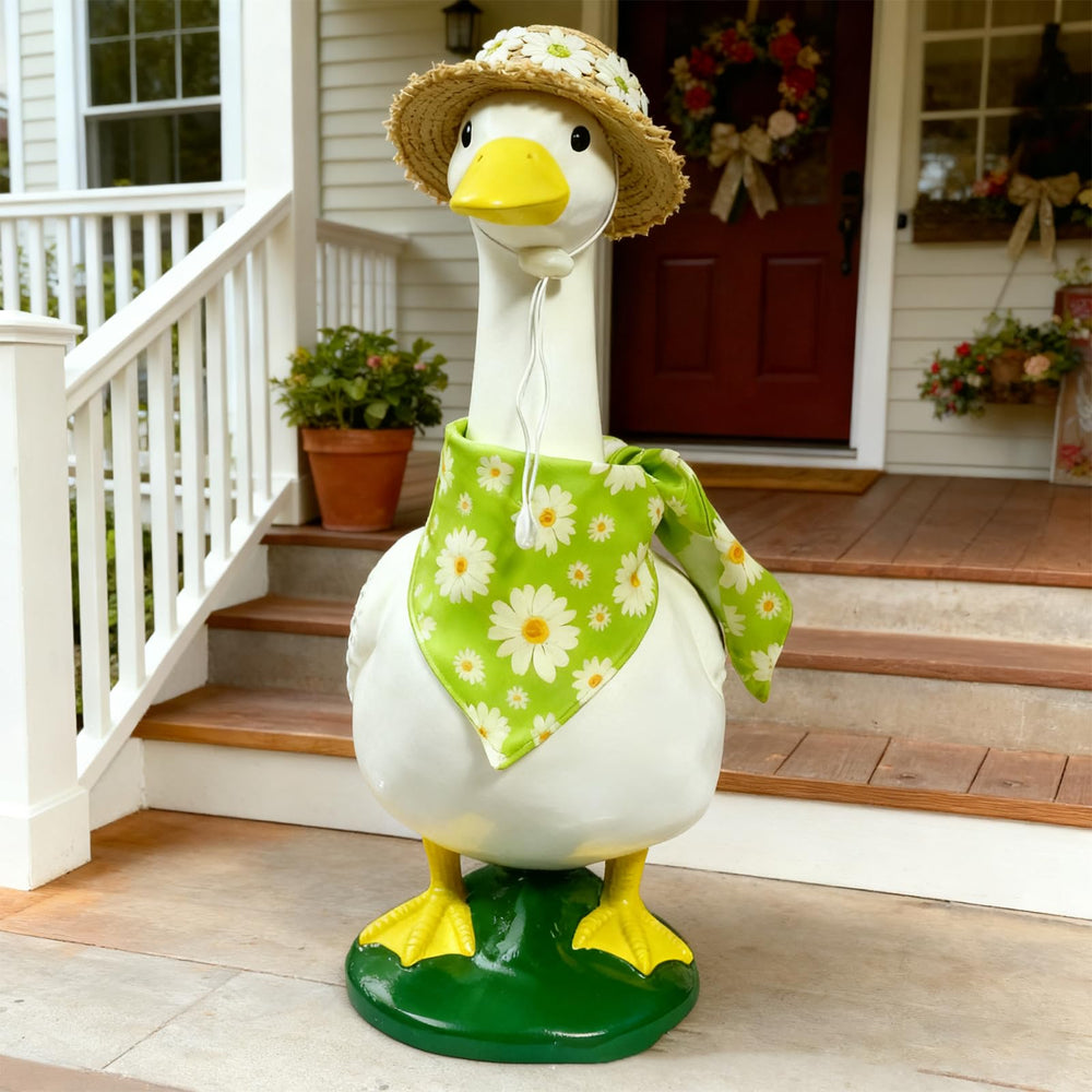 Pwefopessc Costume Set on a 23-inch lawn goose statue