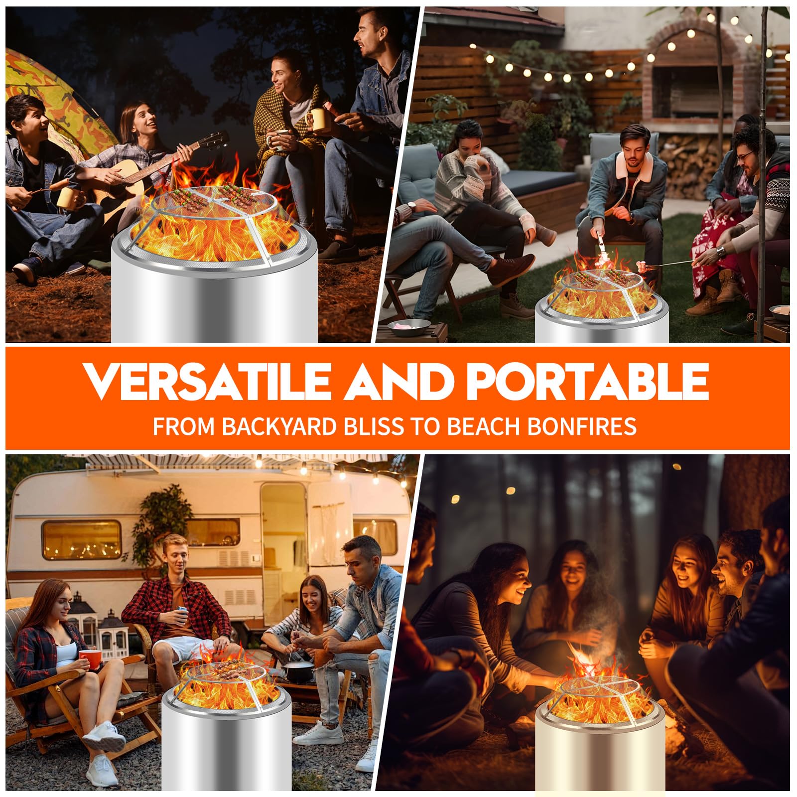 PWSOMJ spark screen portable with foldable fire poker