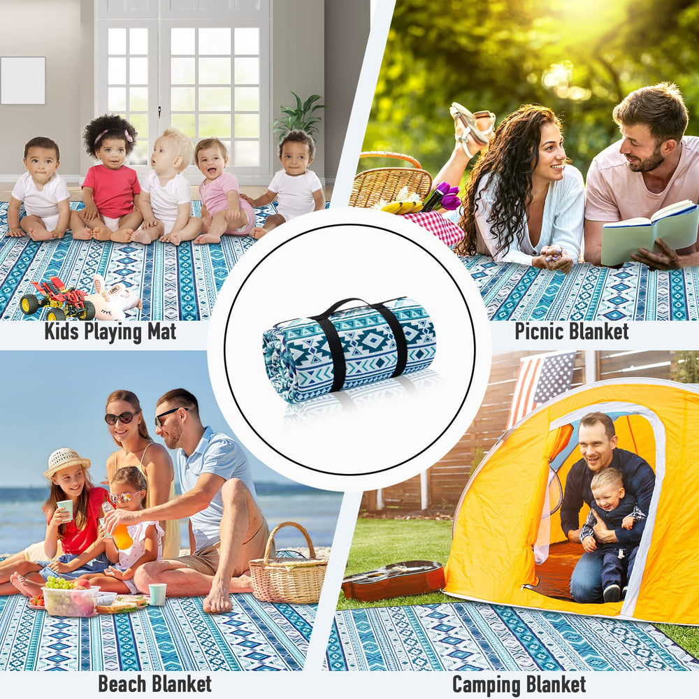 PY SUPER MODE picnic blanket showcasing its 3-layer design