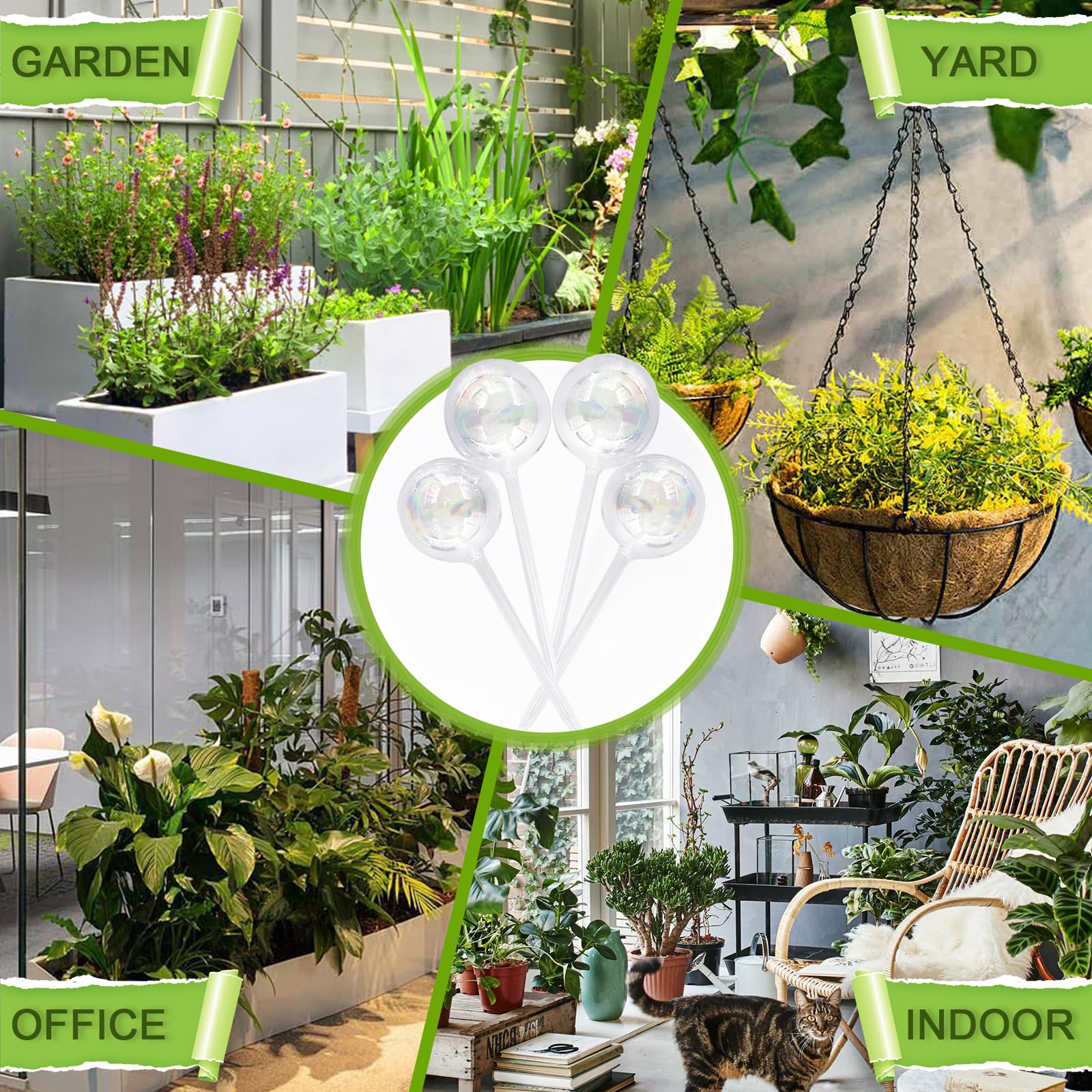 Pynqdfu watering globe outdoors in a garden setting