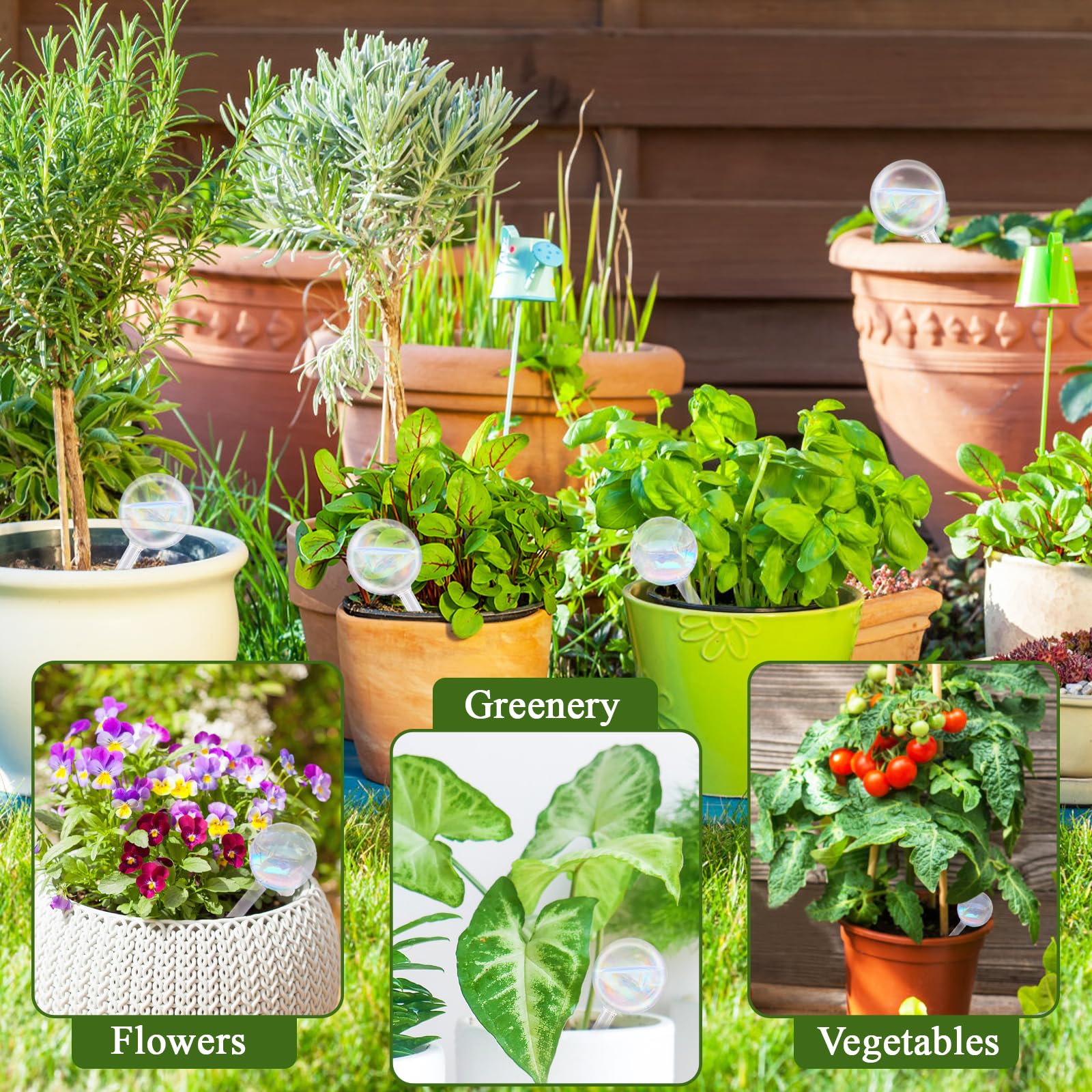 Pynqdfu watering globes set on a patio