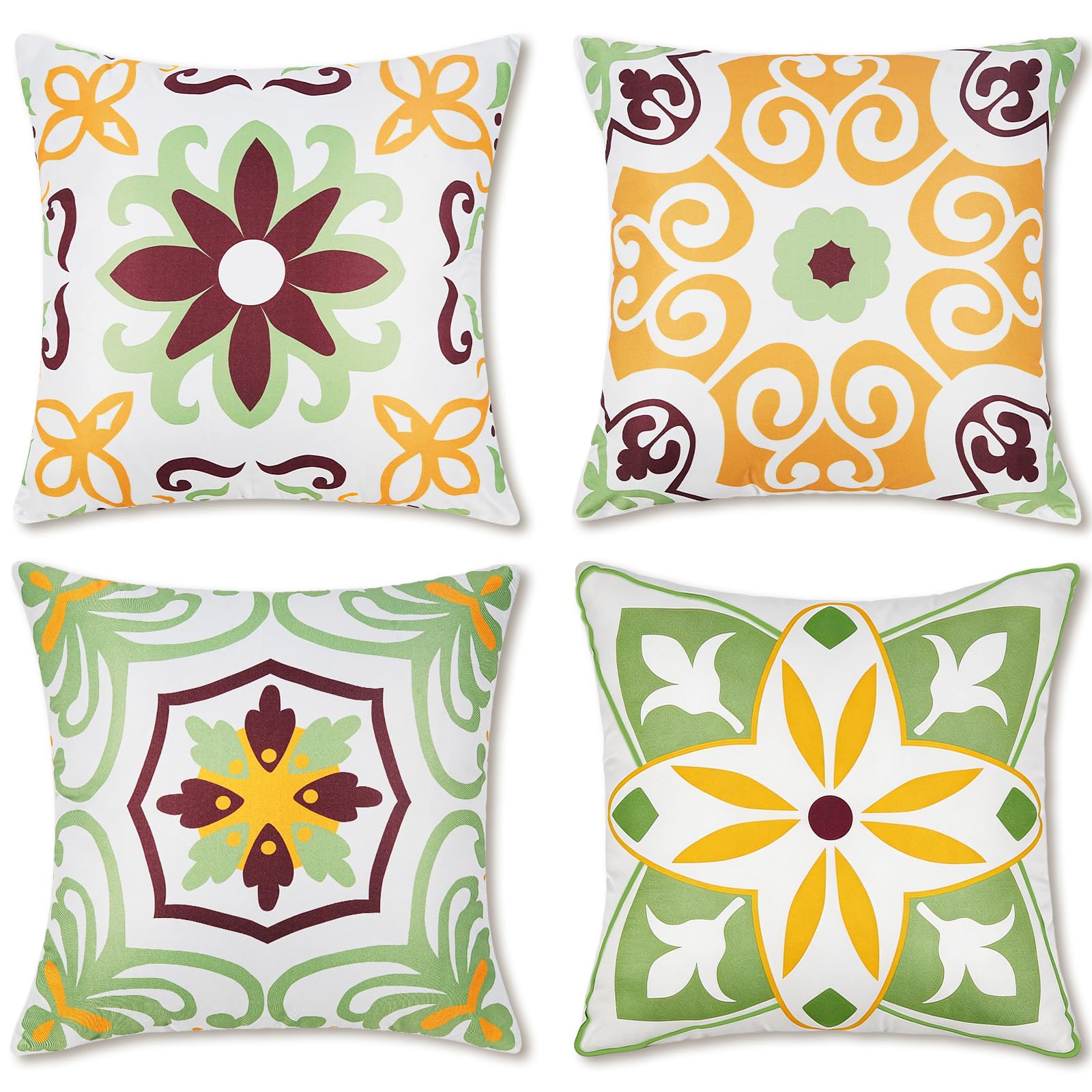 Pyonic Sage Green Outdoor Pillow Cover front view with boho floral print