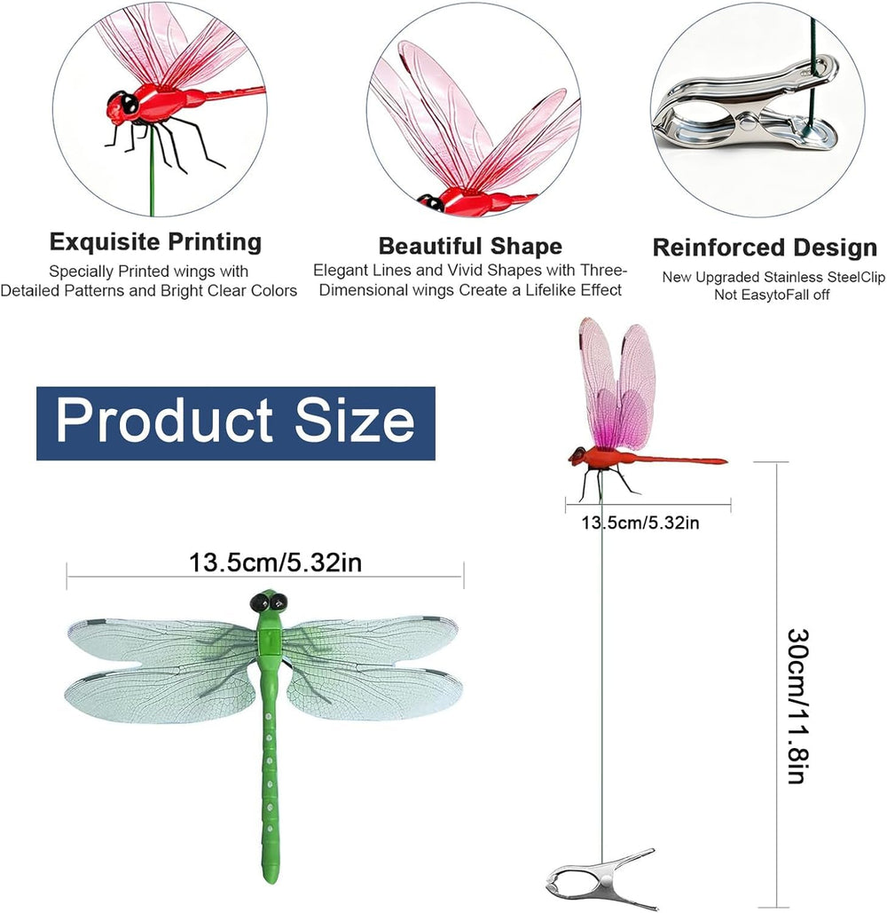 PYSUG 9 Pcs Dragonfly Clips displayed in a garden setting