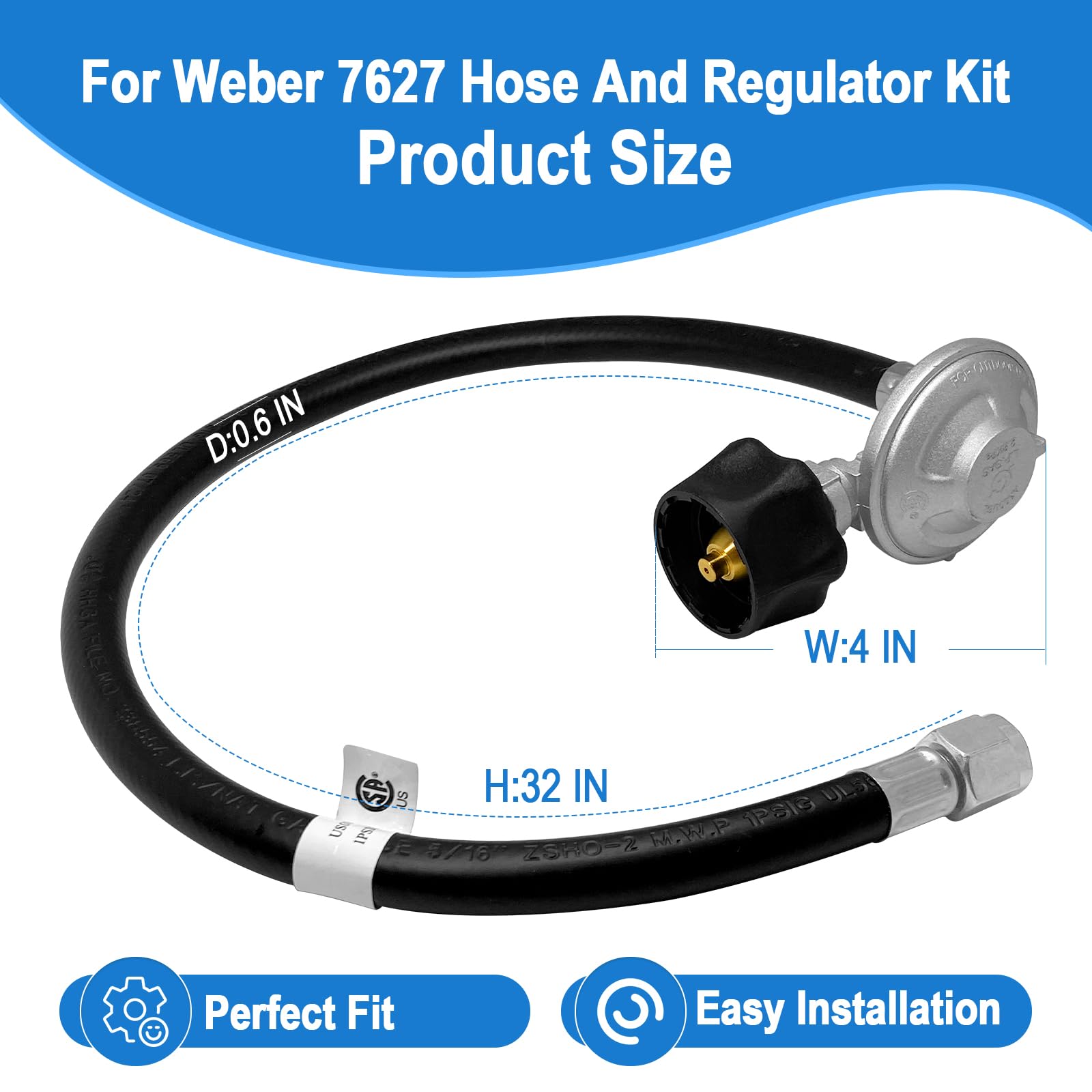 PYXGLAQ Weber Hose and Regulator Kit side view