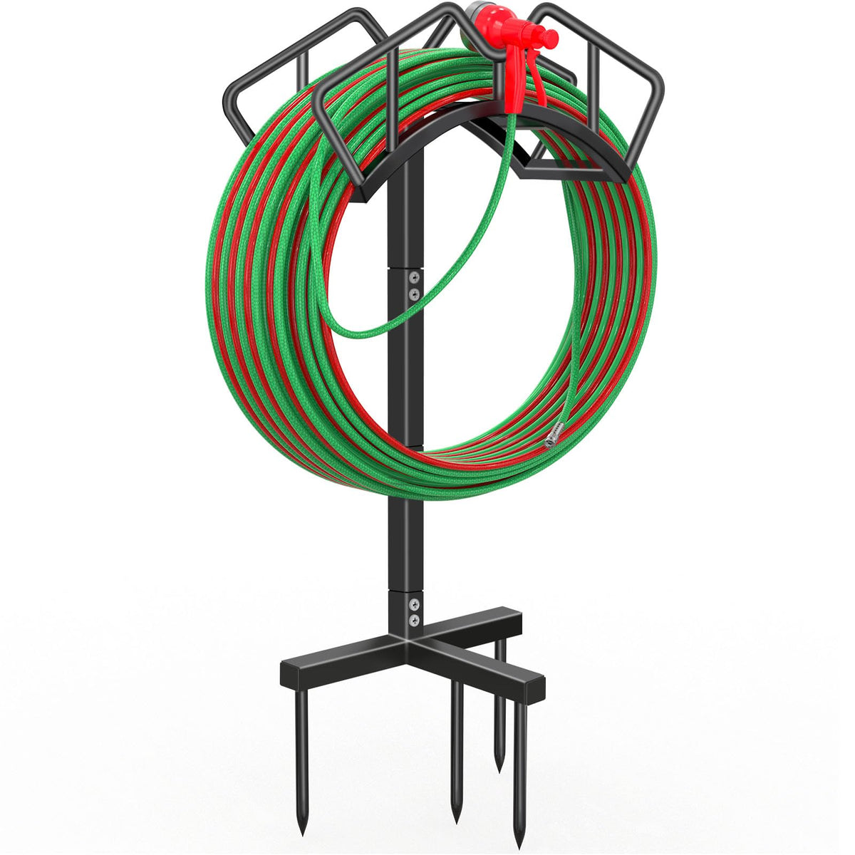 Qatsrin Heavy Duty Garden Hose Holder front view in black