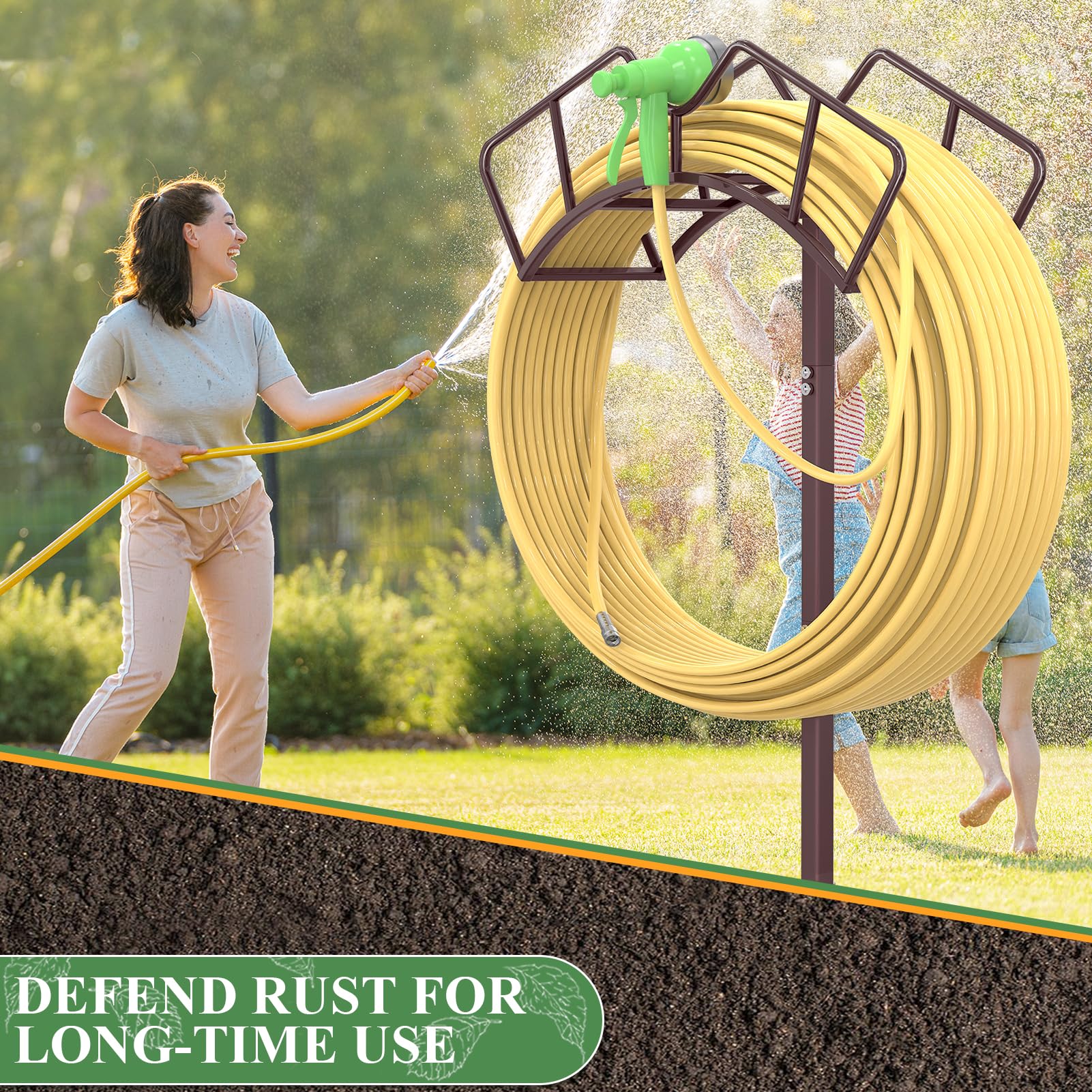 Qatsrin hose holder with garden hose attached