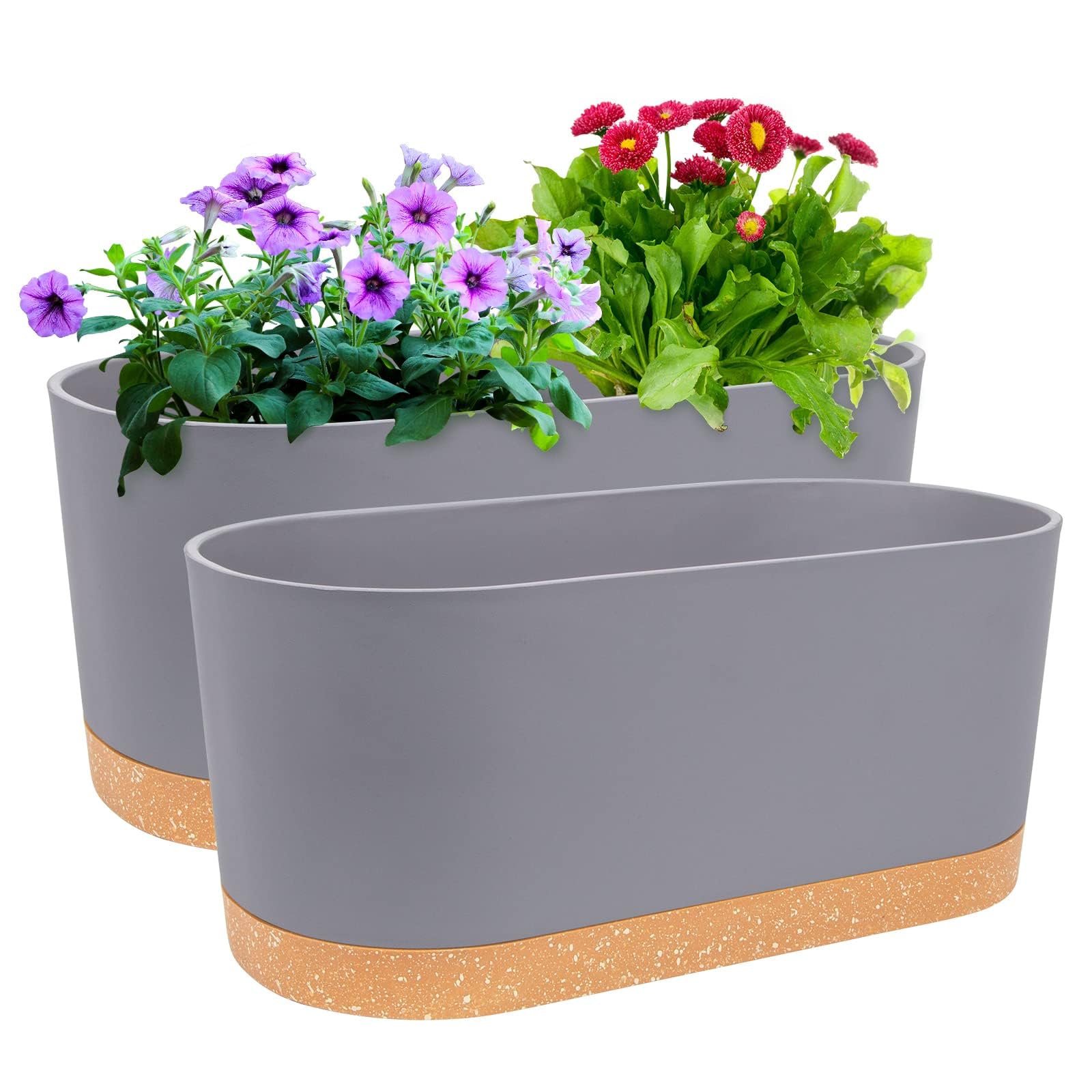 QCQHDU 16 inch window planter box light grey front view