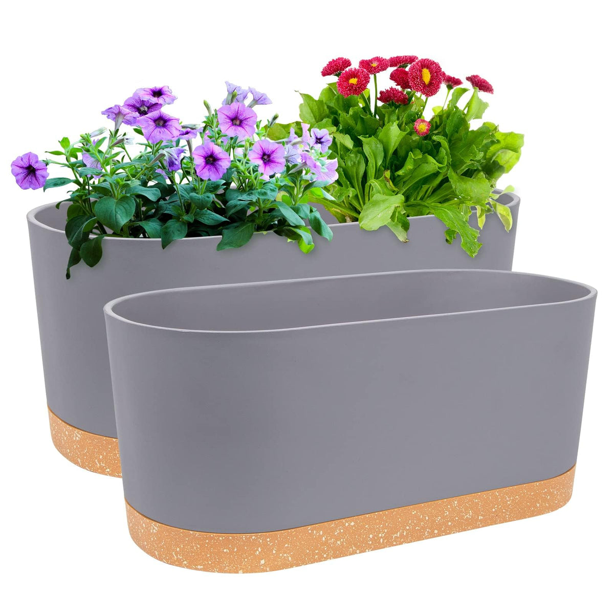 QCQHDU 16 inch window planter box light grey front view