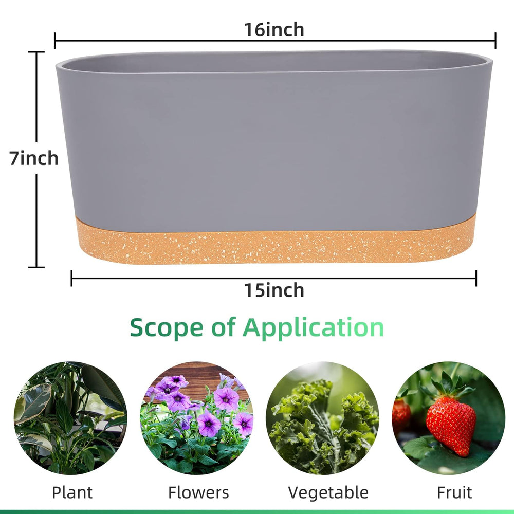 QCQHDU planter box with saucer and indoor plants