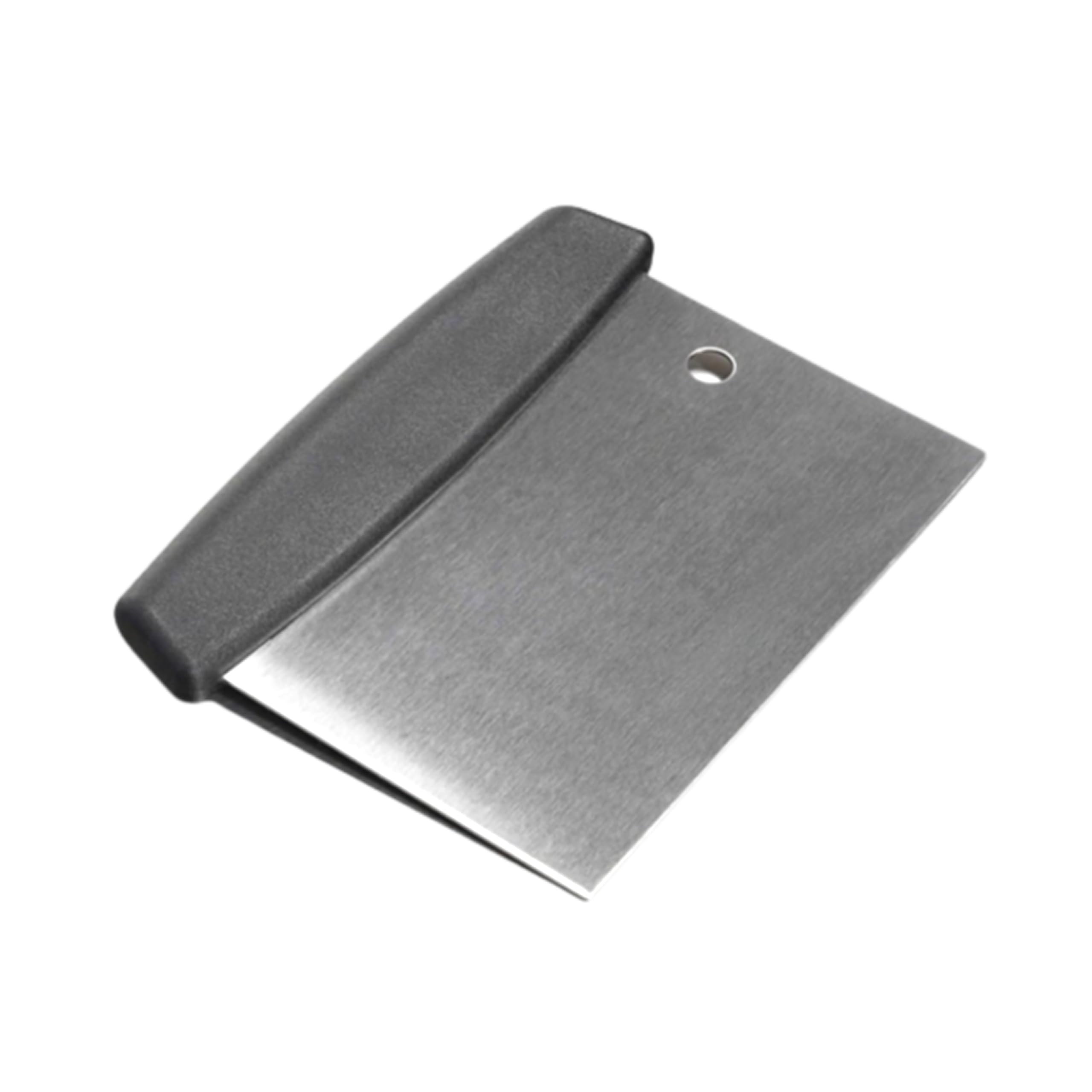 Qfire Griddle Scraper 6-inch front view in silver