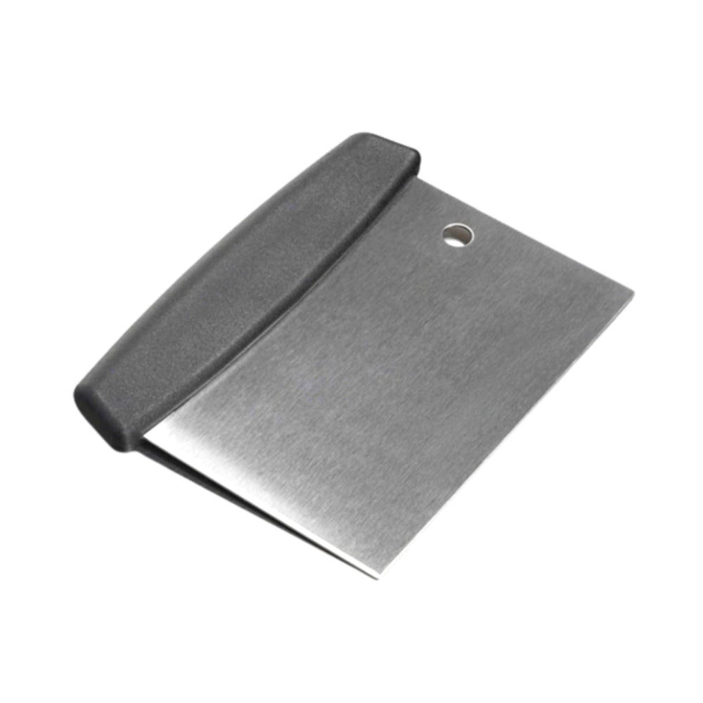 Qfire Griddle Scraper 6-inch front view in silver