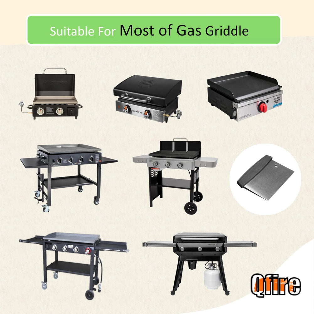 Qfire Griddle Scraper 6-inch used to scrape food from grill