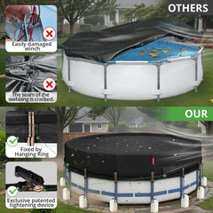 QH.HOME 12Ft Pool Cover with heavy-duty ratchet straps