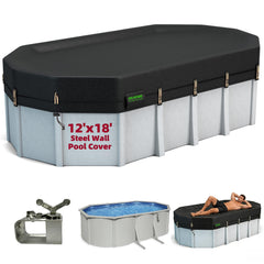 QH.HOME 12x18 Ft Oval Pool Cover front view