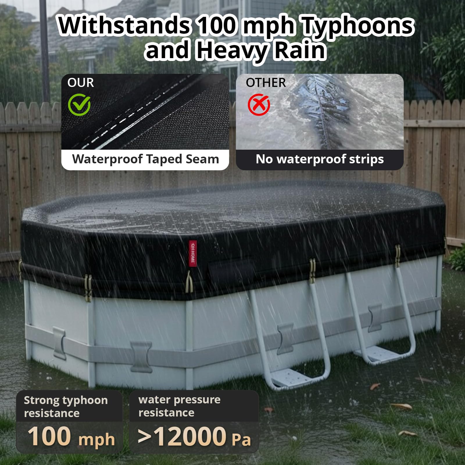 QH.HOME 12x20 FT Oval Pool Cover in packaging