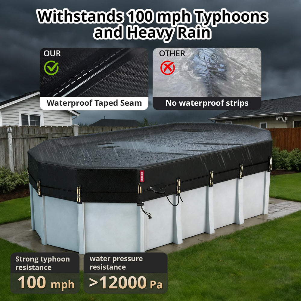 QH.HOME 12x20 ft pool cover fabric close-up, 500D Oxford
