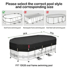 QH.HOME 12x20ft Winter Oval Pool Cover with ratchet system