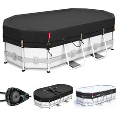QH.HOME 12x24 ft Winter Oval Pool Cover front view