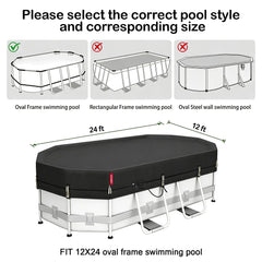 QH.HOME 12x24 ft Winter Oval Pool Cover side view