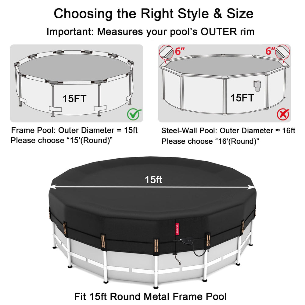 QH.HOME 15ft Pool Cover with hanging loop