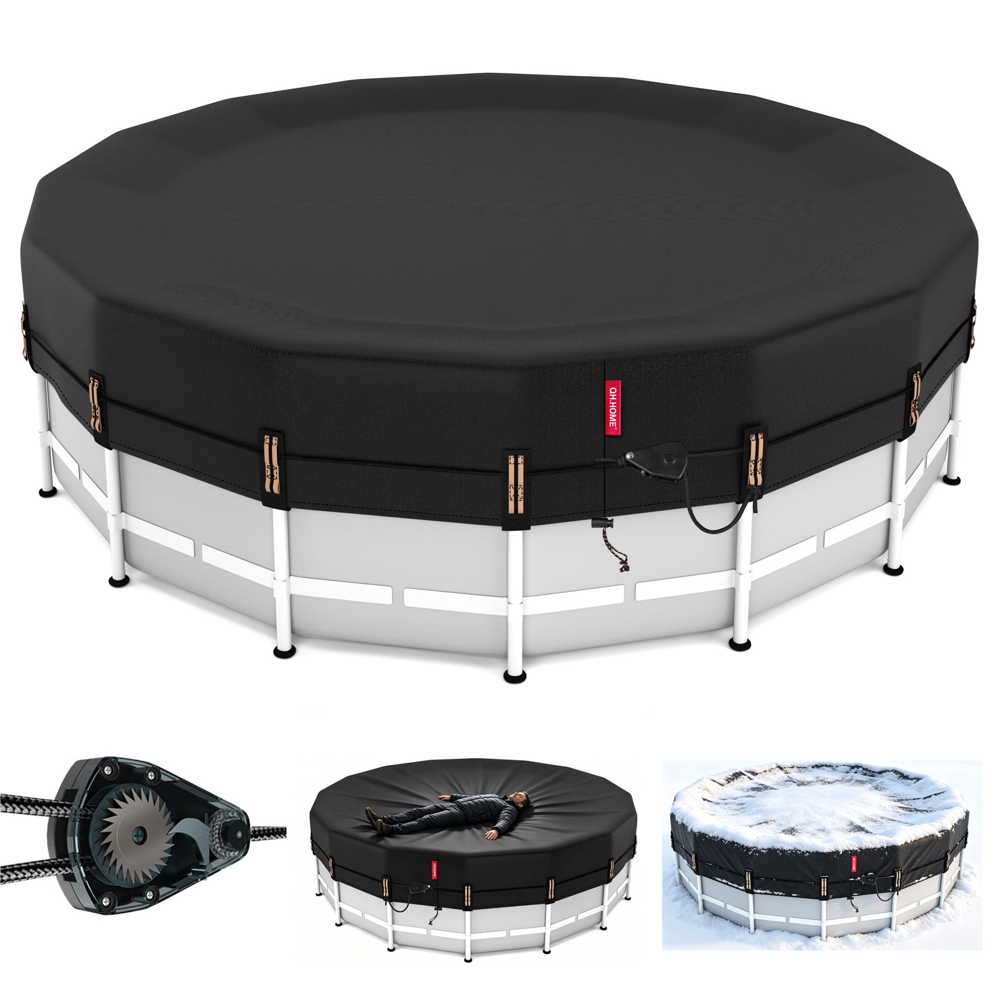 QH.HOME 15ft Winter Pool Cover front view