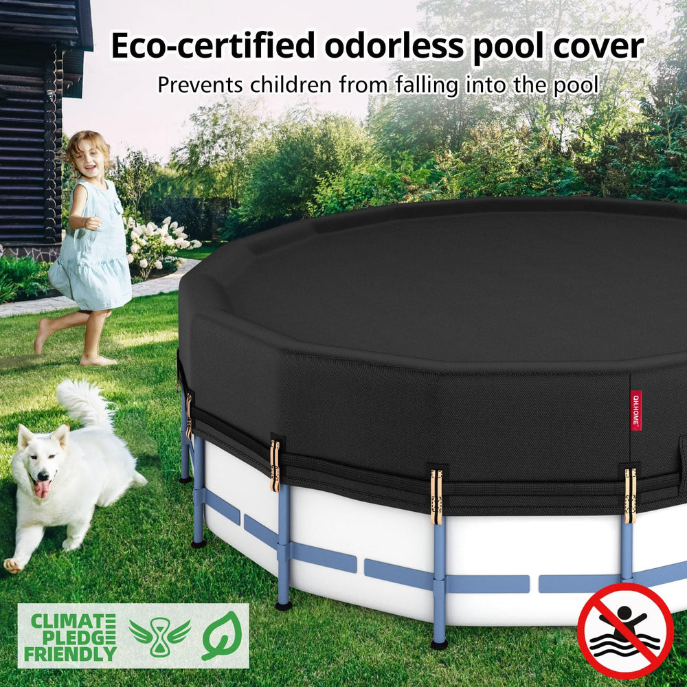 QH.HOME 18Ft Winter Pool Cover showing UV-blocking feature