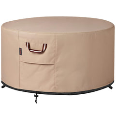 QH.HOME 44" round fire pit cover front view showing wheat colour