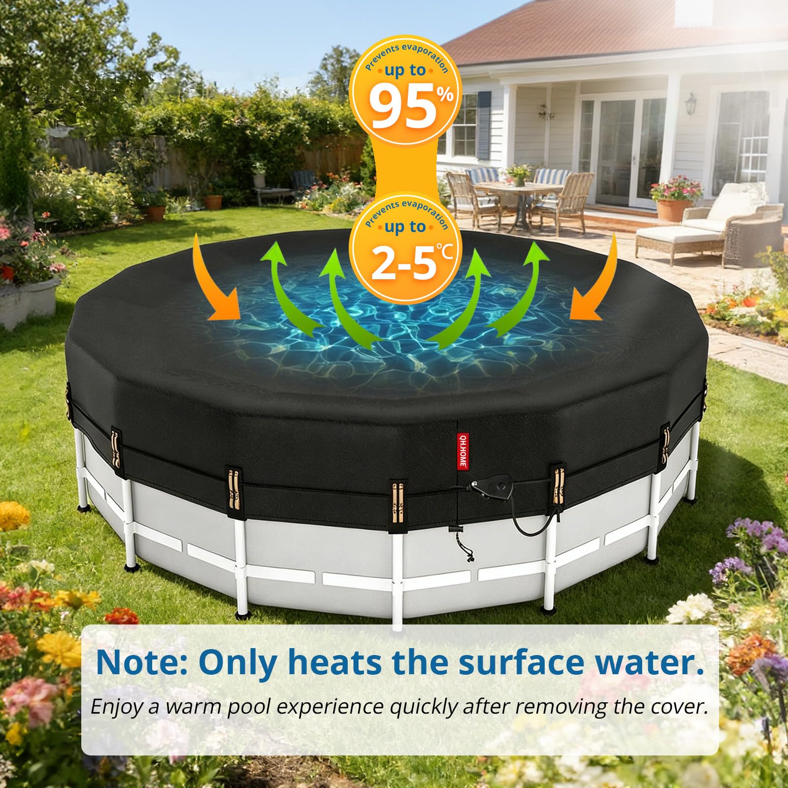 QH.HOME 8 ft Round Pool Cover packaging