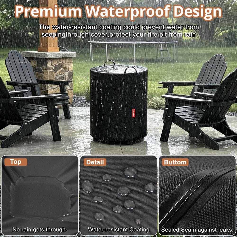 QH.HOME Fire Pit Cover black fabric close-up