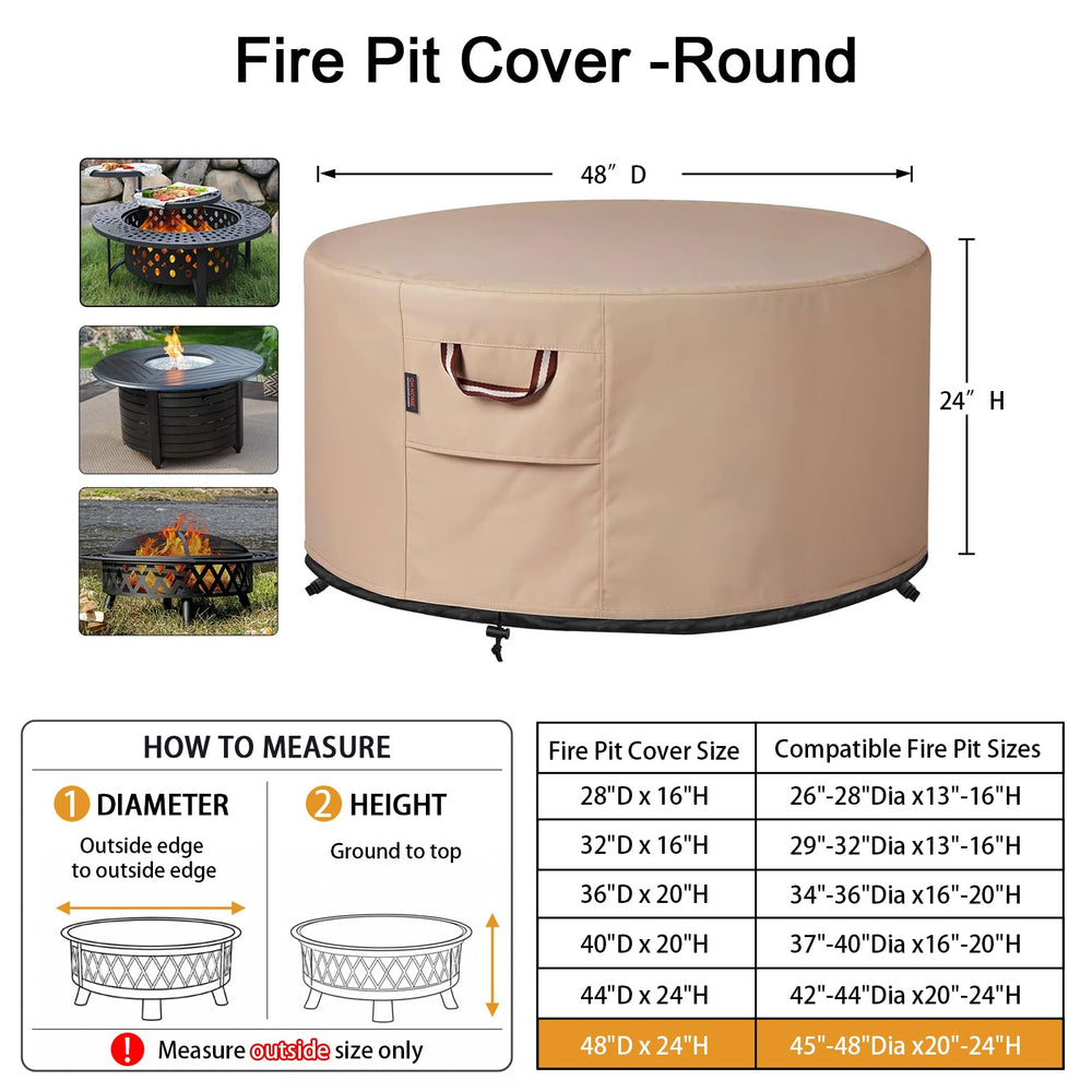 QH.HOME Fire Pit Cover Round 48-inch side view