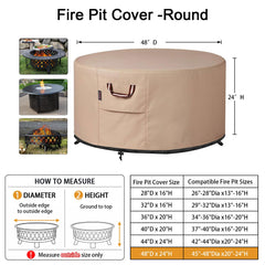 QH.HOME Fire Pit Cover Round 48-inch side view