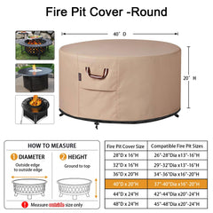 QH.HOME fire pit cover showing waterproof fabric
